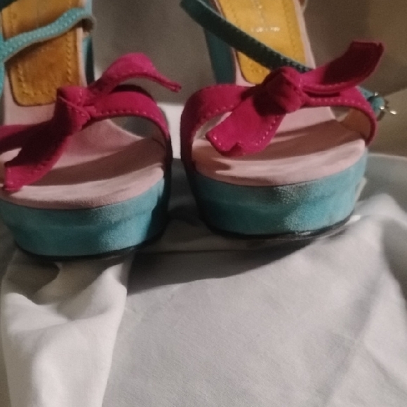 Casadei Pink and Teal Bow Sandals - Picture 7 of 7